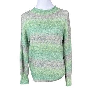 Abound Sweater Teal Cyrus Space Dye Crew Neck Green Grey Blue Long Sleeves Large